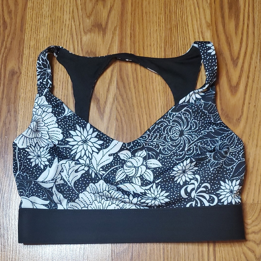 Onzie Black and White Floral Sports Bra